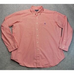 Ralph Lauren Shirt Mens XL Classic Fit Red Micro‎ Gingham Check Button Down